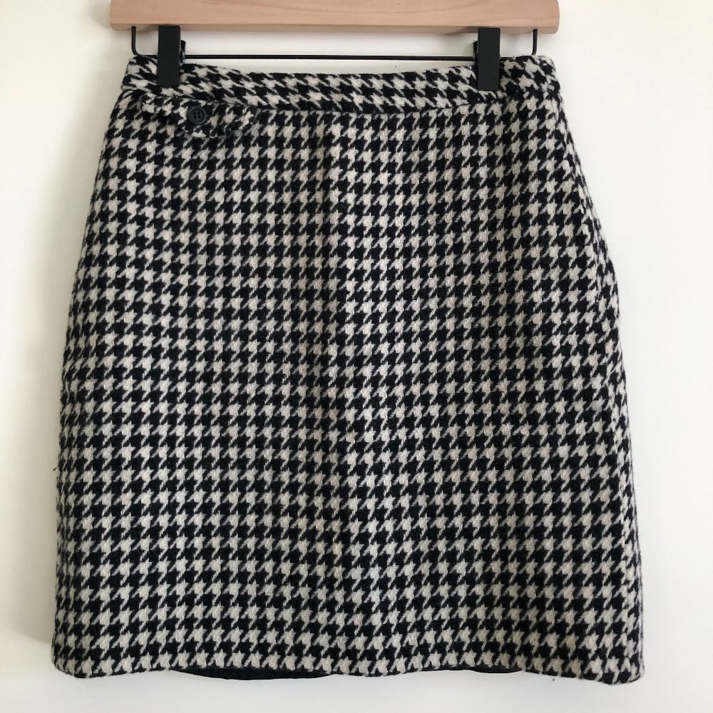 J. Crew Houndstooth Black & White Wool Cashmere Pencil Skirt, 2/4